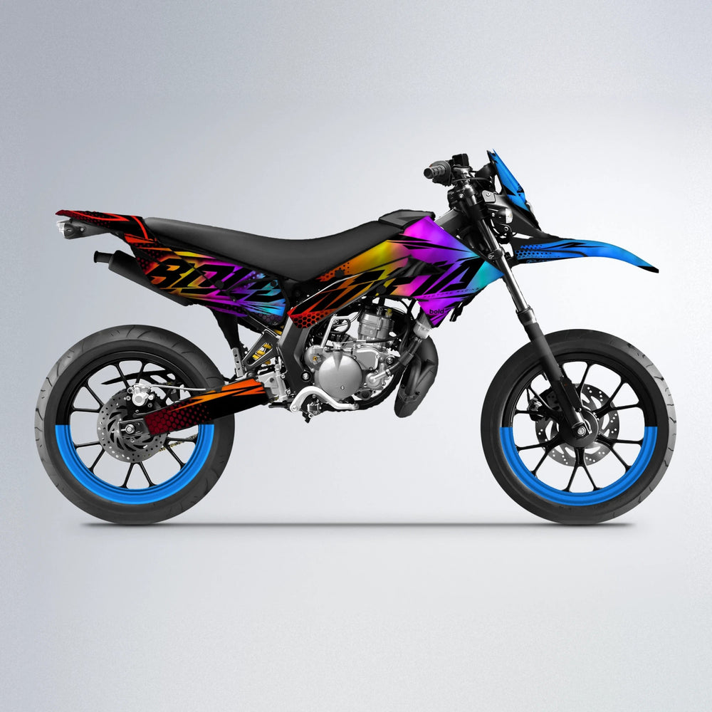 NIGHTFLARE Derbi Senda supermoto graphics kit in Sunset Fade