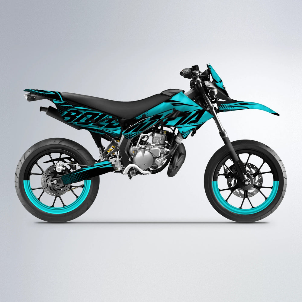 NIGHTFLARE Derbi Senda supermoto graphics kit in Teal