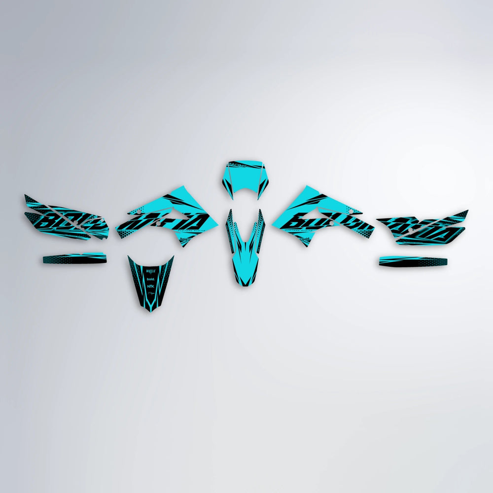 NIGHTFLARE Derbi Senda graphics kit parts layout in Teal