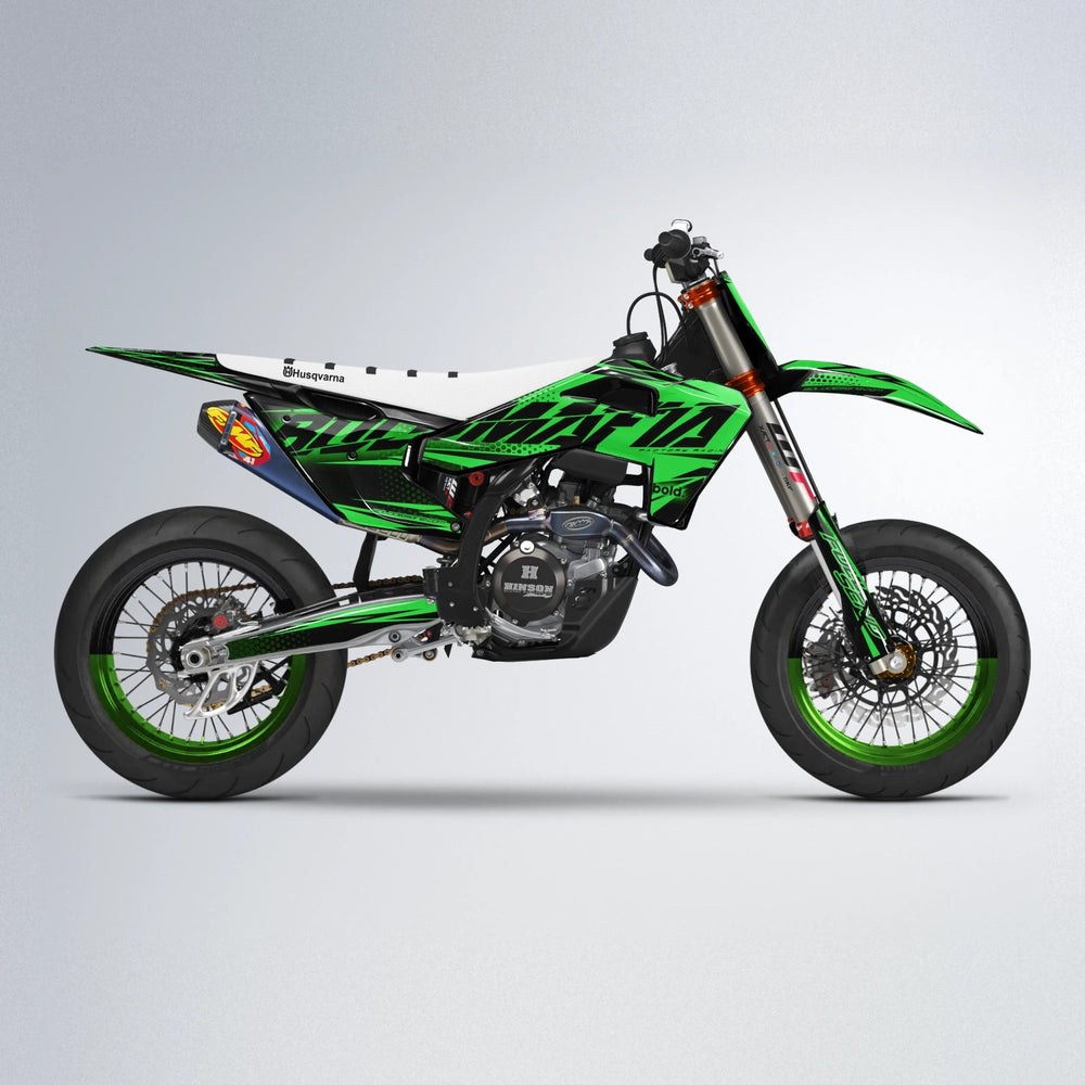 NIGHTFLARE Husqvarna FE/TE supermoto graphics kit in Green