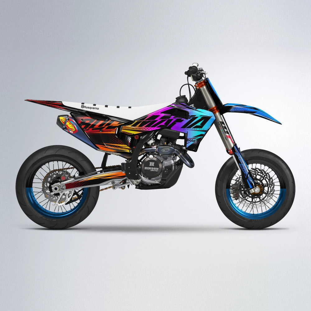NIGHTFLARE Husqvarna FE/TE supermoto graphics kit in Sunset Fade