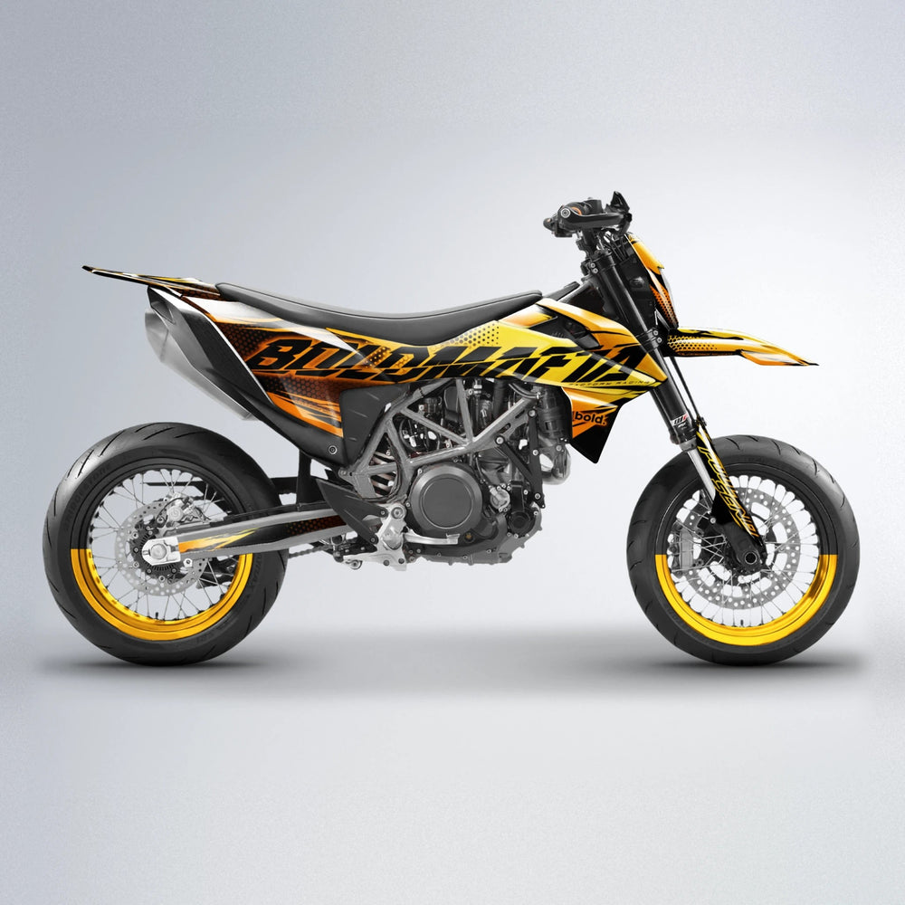 NIGHTFLARE KTM SMC 690 supermoto graphics kit in Orange & Yellow