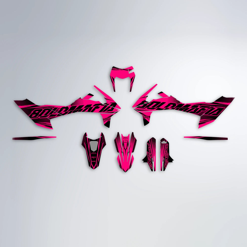 NIGHTFLARE KTM SMC 690 graphics kit parts layout in Pink