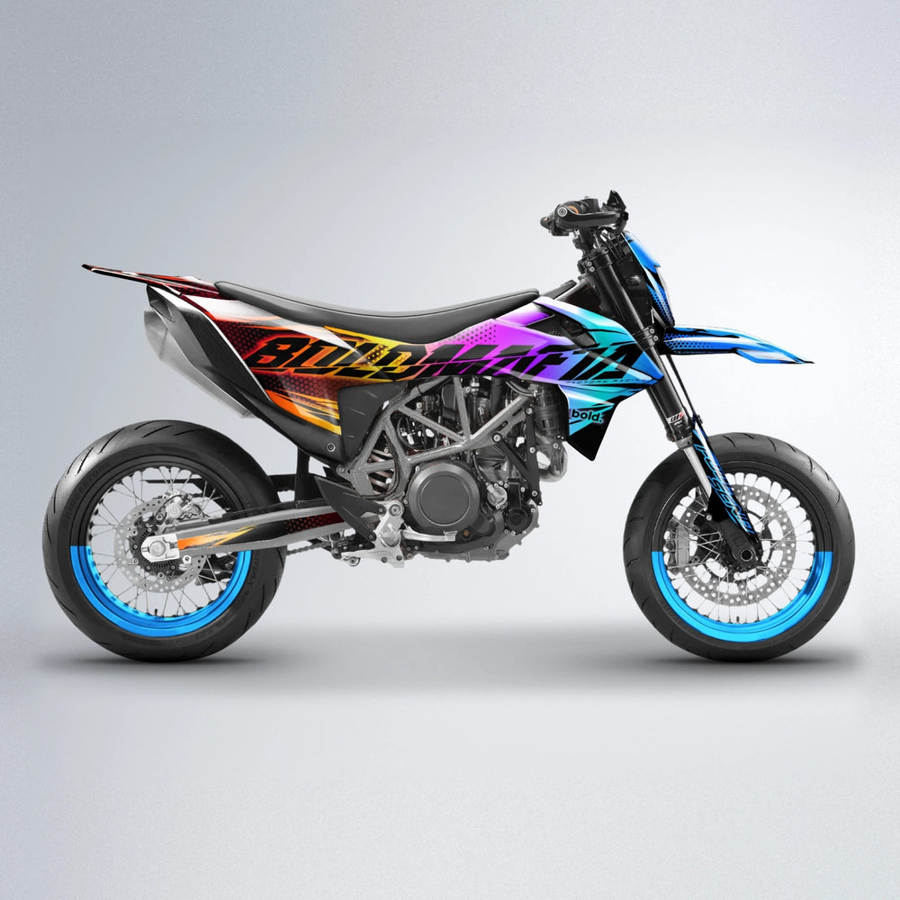 NIGHTFLARE KTM SMC 690 supermoto graphics kit in Sunset Fade