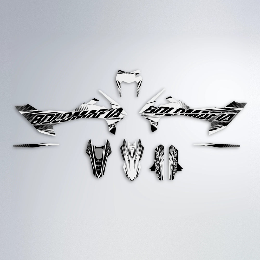 NIGHTFLARE KTM SMC 690 graphics kit parts layout in White