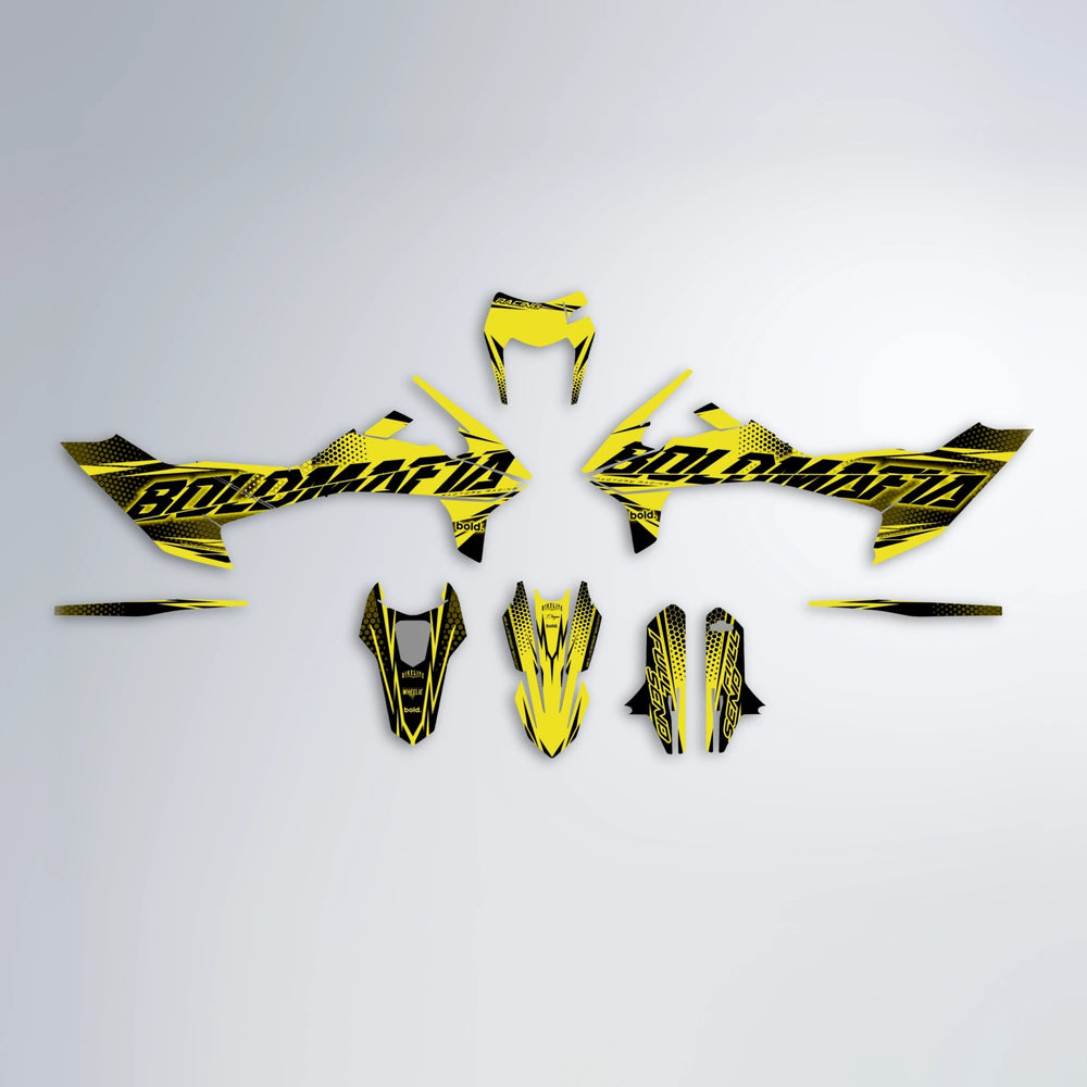 NIGHTFLARE KTM SMC 690 graphics kit parts layout in Yellow