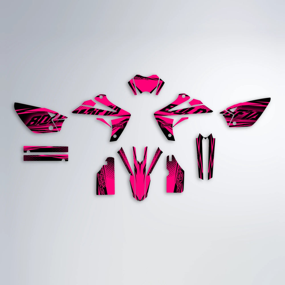 NIGHTFLARE Rieju MRT graphics kit parts layout in Pink