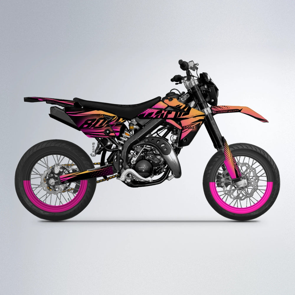 NIGHTFLARE Rieju MRT supermoto graphics kit in Pink & Yellow