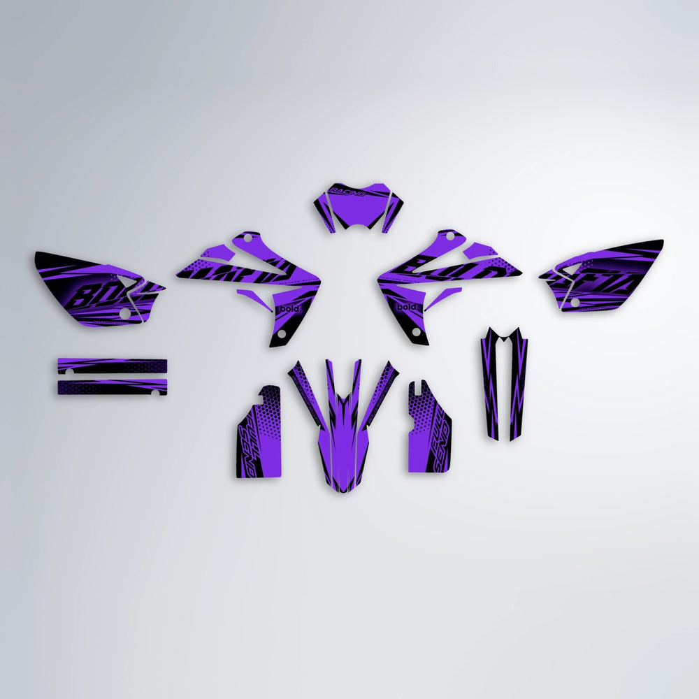 NIGHTFLARE Rieju MRT graphics kit parts layout in Purple