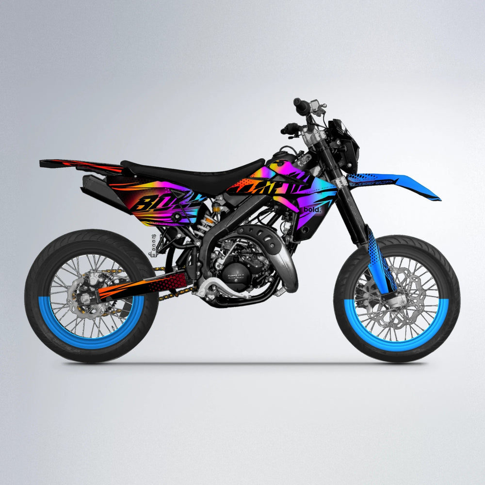 NIGHTFLARE Rieju MRT supermoto graphics kit in Sunset Fade