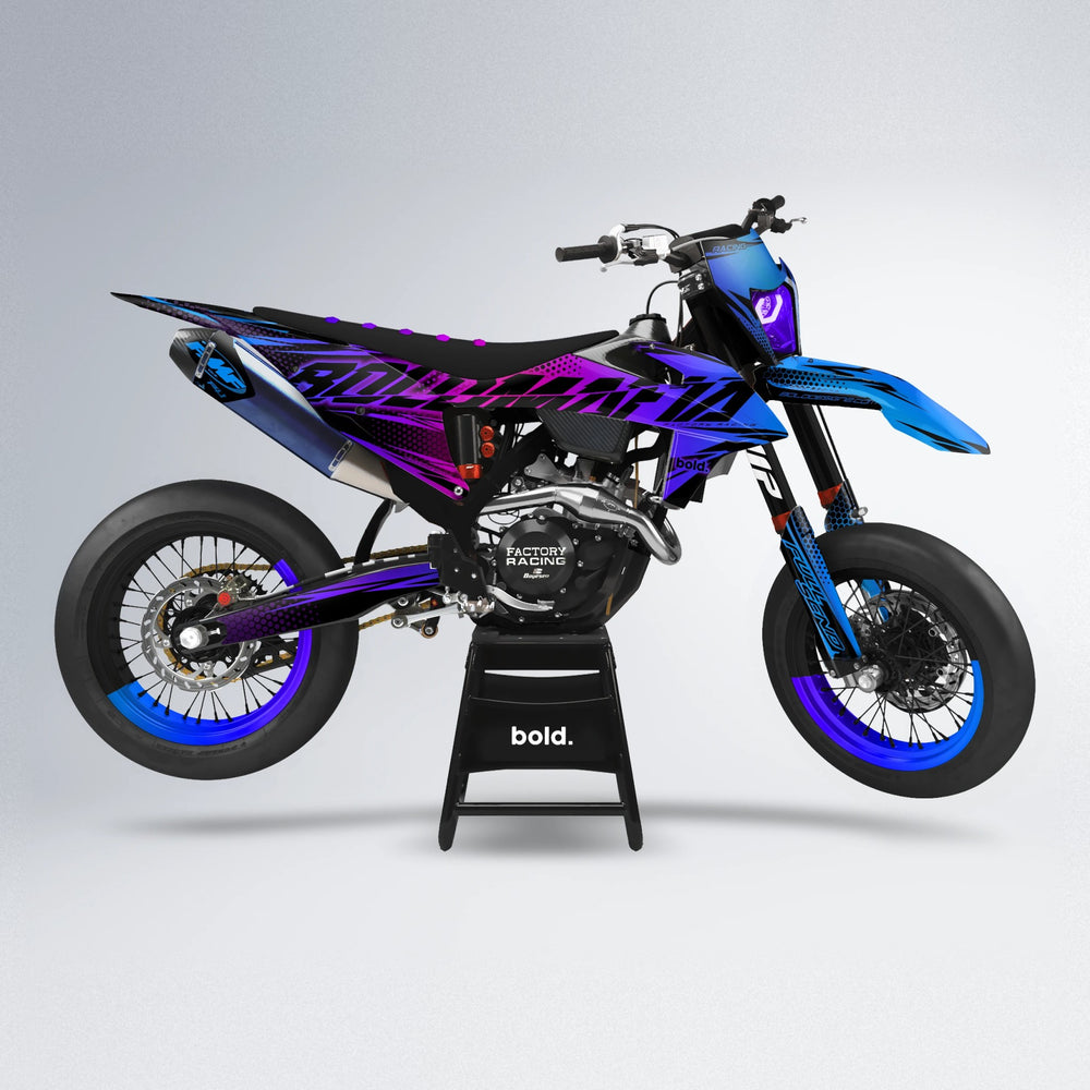 NIGHTFLARE supermoto graphics kit in Blue Purple Fade