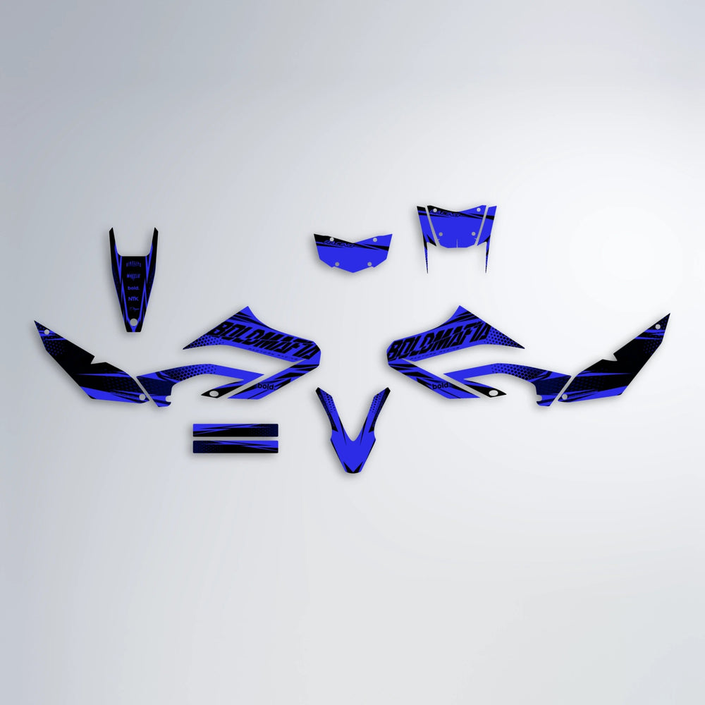 NIGHTFLARE Yamaha WR 125X graphics kit parts layout in Blue