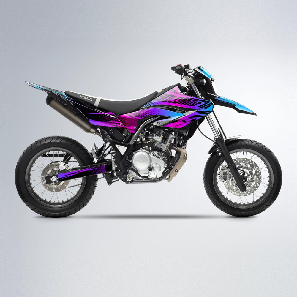 NIGHTFLARE Yamaha WR 125X supermoto graphics kit in Blue Purple Fade