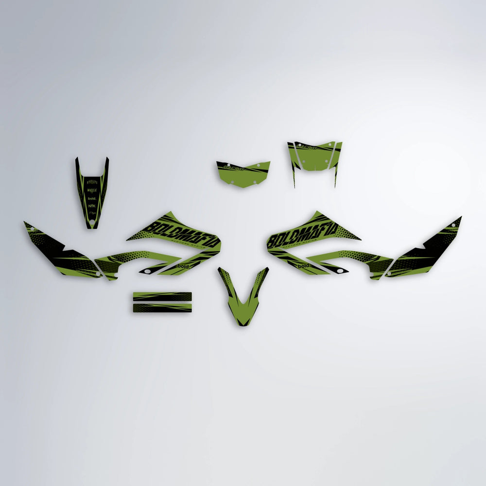 NIGHTFLARE Yamaha WR 125X graphics kit parts layout in Olive