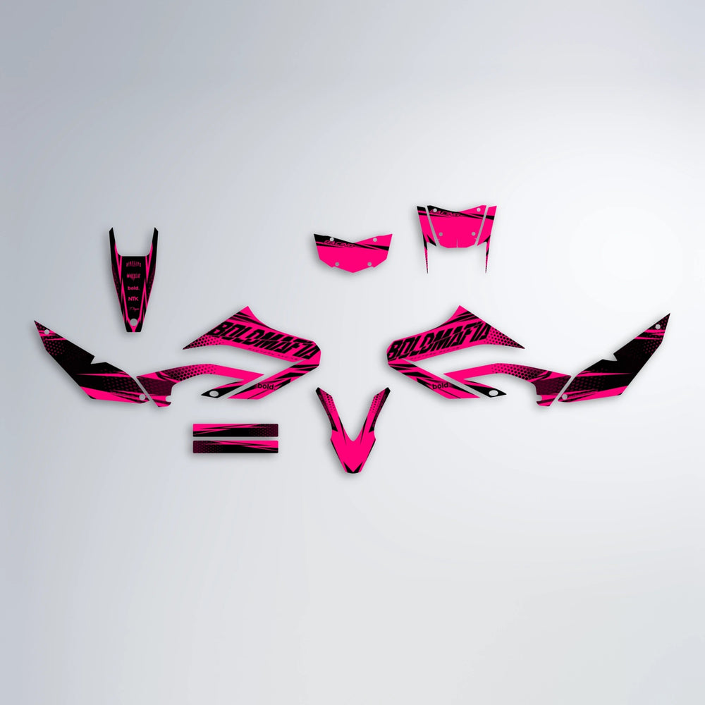NIGHTFLARE Yamaha WR 125X graphics kit parts layout in Pink