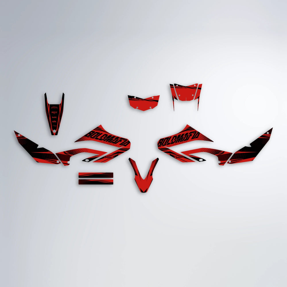 NIGHTFLARE Yamaha WR 125X graphics kit parts layout in Red