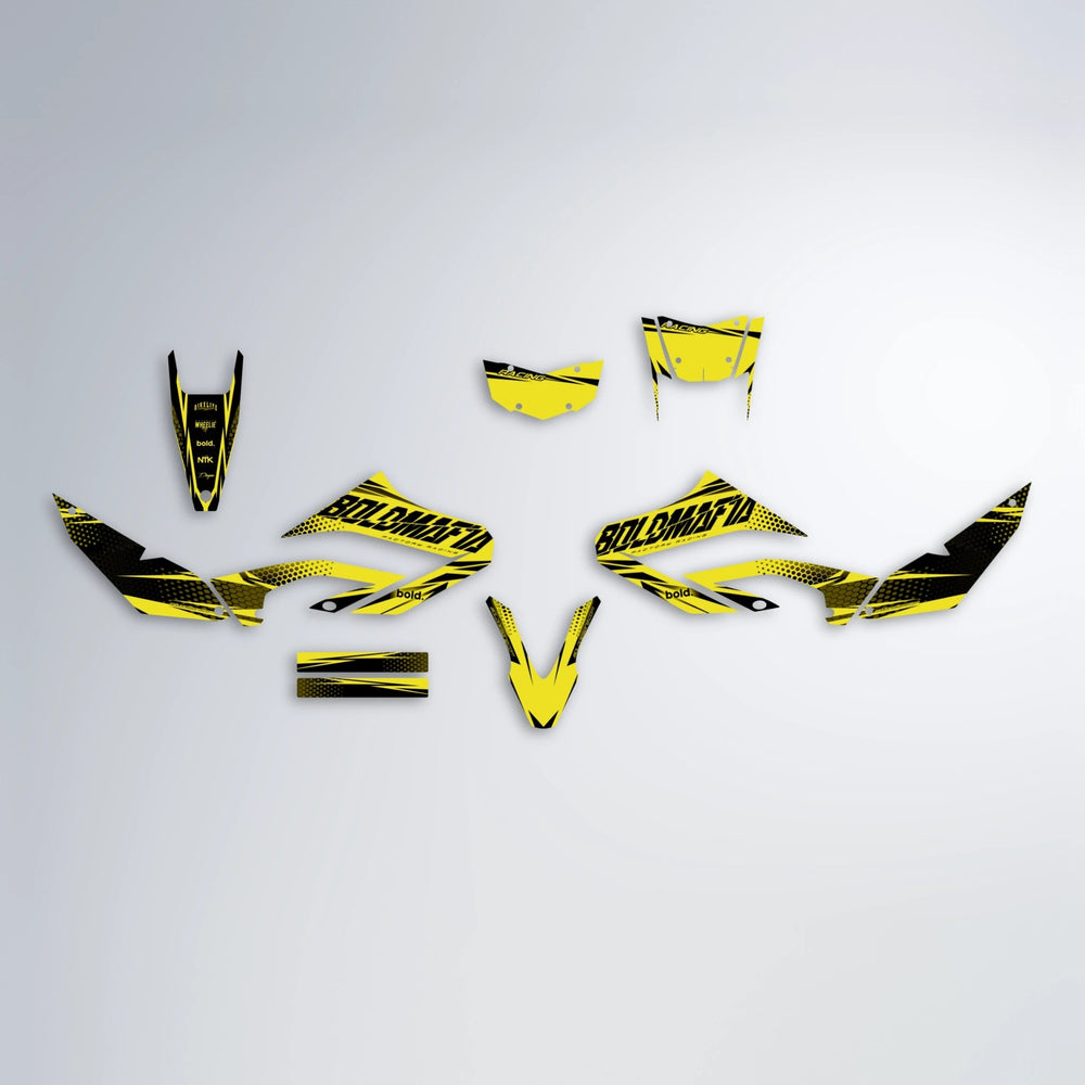 NIGHTFLARE Yamaha WR 125X graphics kit parts layout in Yellow