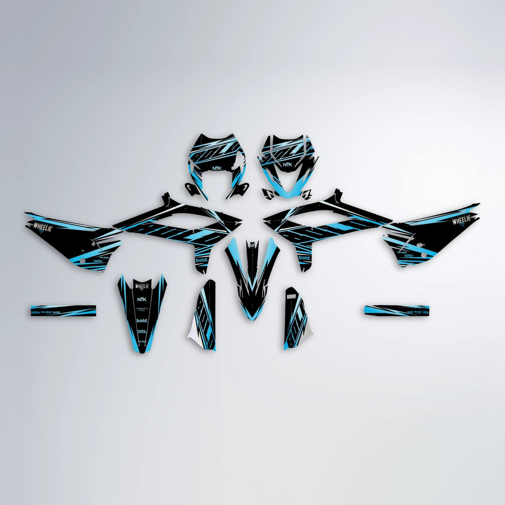 NTK V2 Beta graphics kit parts layout in Light Blue & White