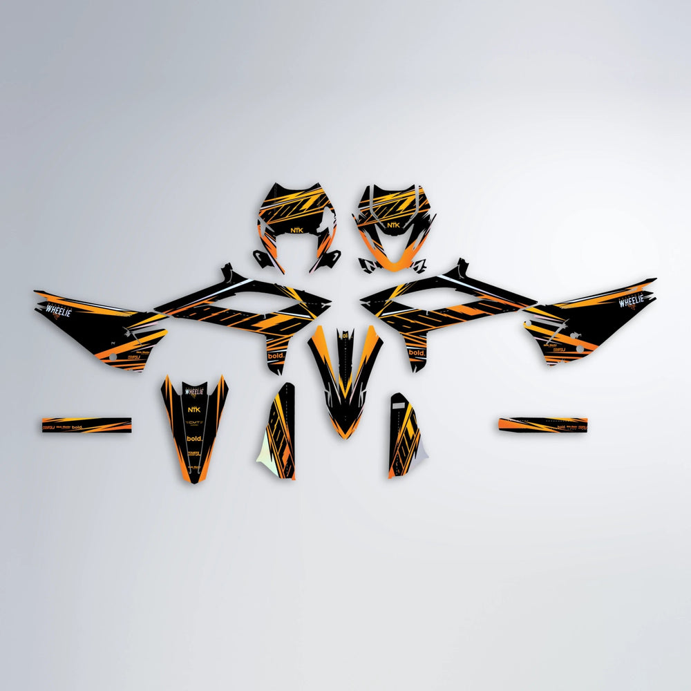 NTK V2 Beta graphics kit parts layout in Orange & Yellow