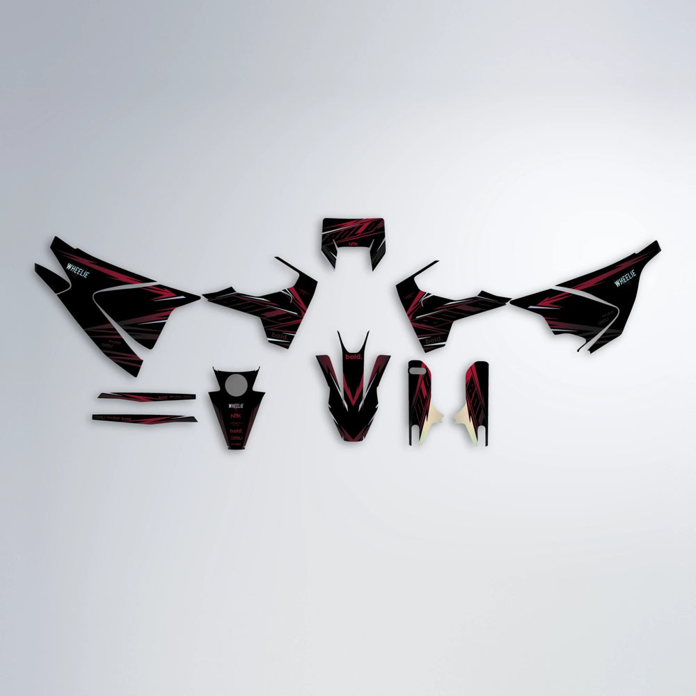 NTK V2 Husqvarna 701 graphics kit parts layout in Black & Red