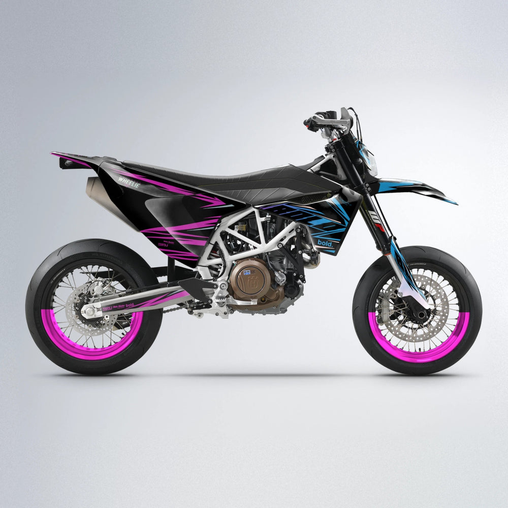 NTK V2 Husqvarna 701 supermoto graphics kit in Pink & Light Blue