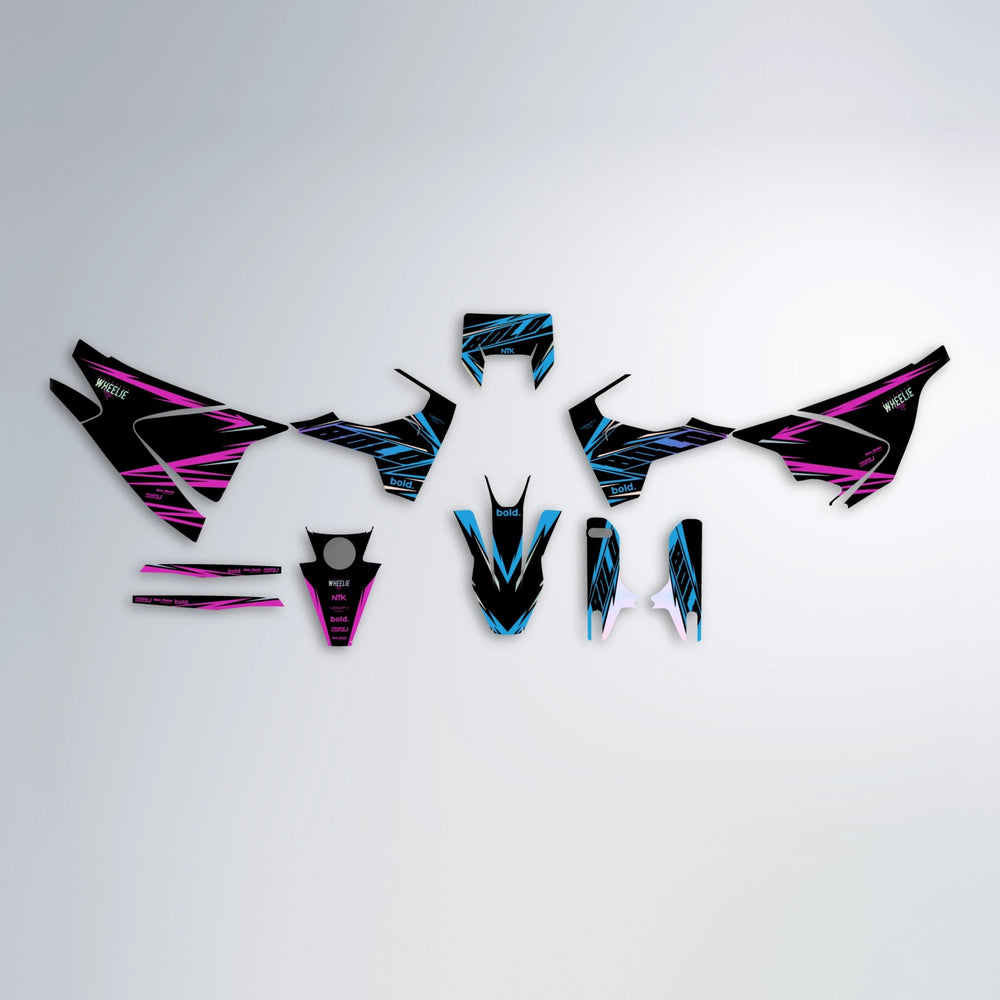 NTK V2 Husqvarna 701 graphics kit parts layout in Pink & Light Blue
