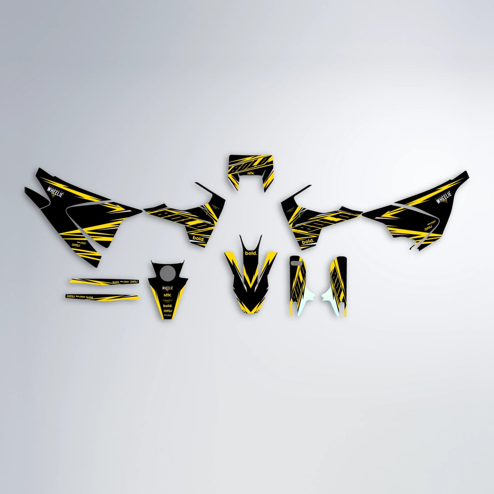 NTK V2 Husqvarna 701 graphics kit parts layout in Yellow