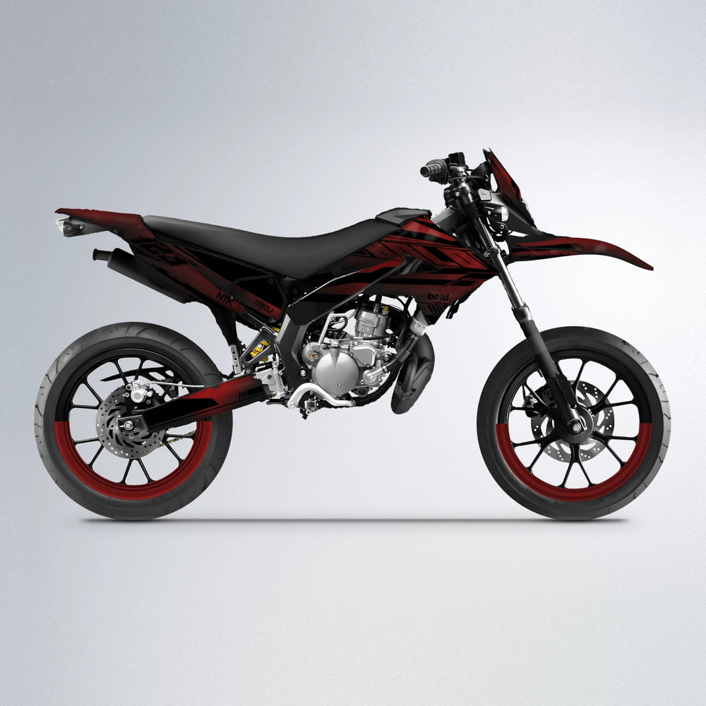NTK V3 Derbi Senda supermoto graphics kit in Black & Red