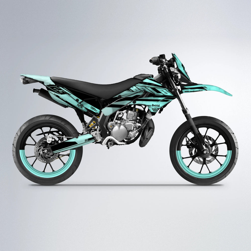 NTK V3 Derbi Senda supermoto graphics kit in Mint