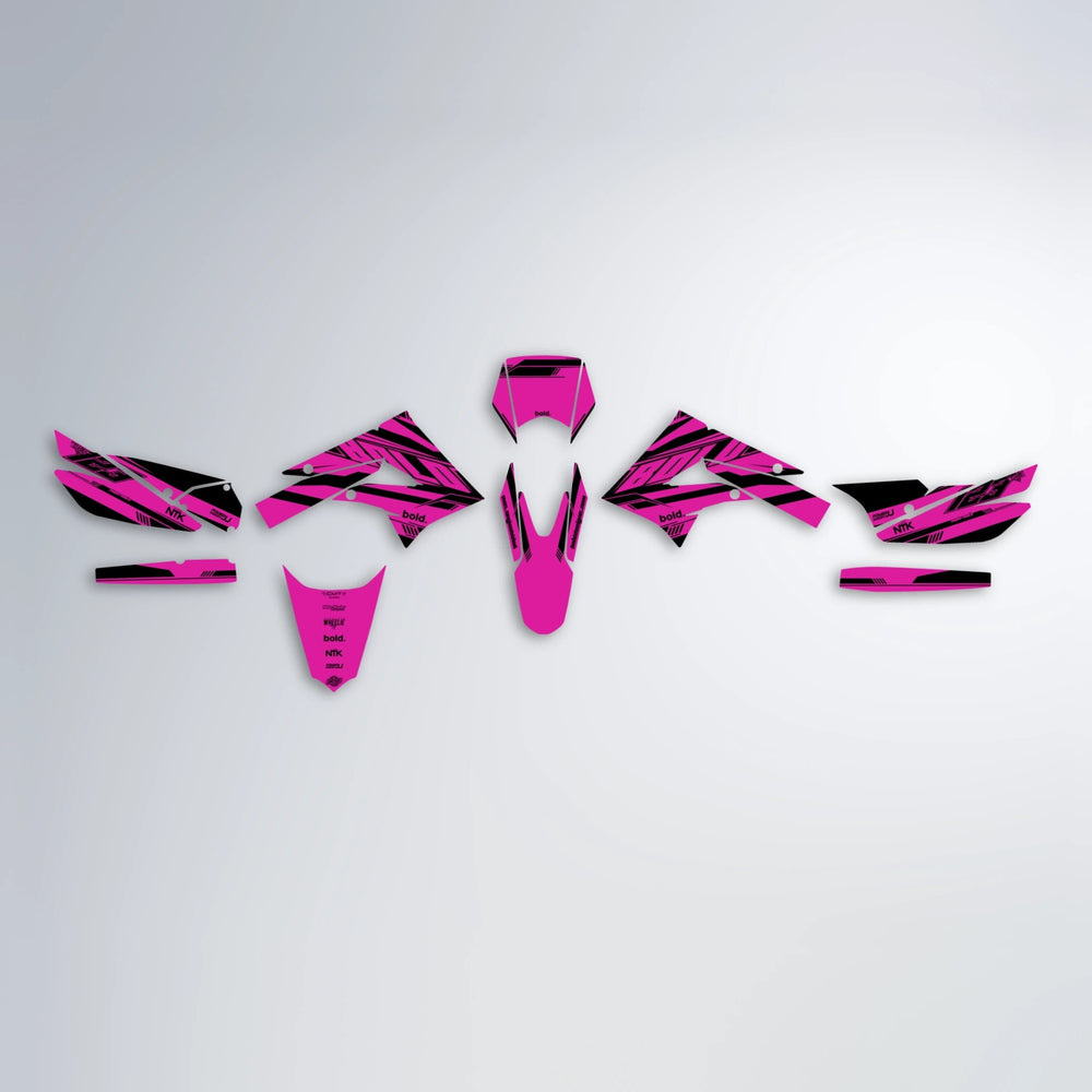 NTK V3 Derbi Senda graphics kit parts layout in Pink