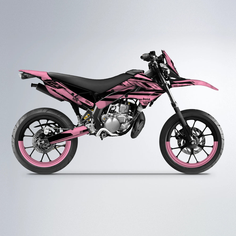 NTK V3 Derbi Senda supermoto graphics kit in Sakura Pink