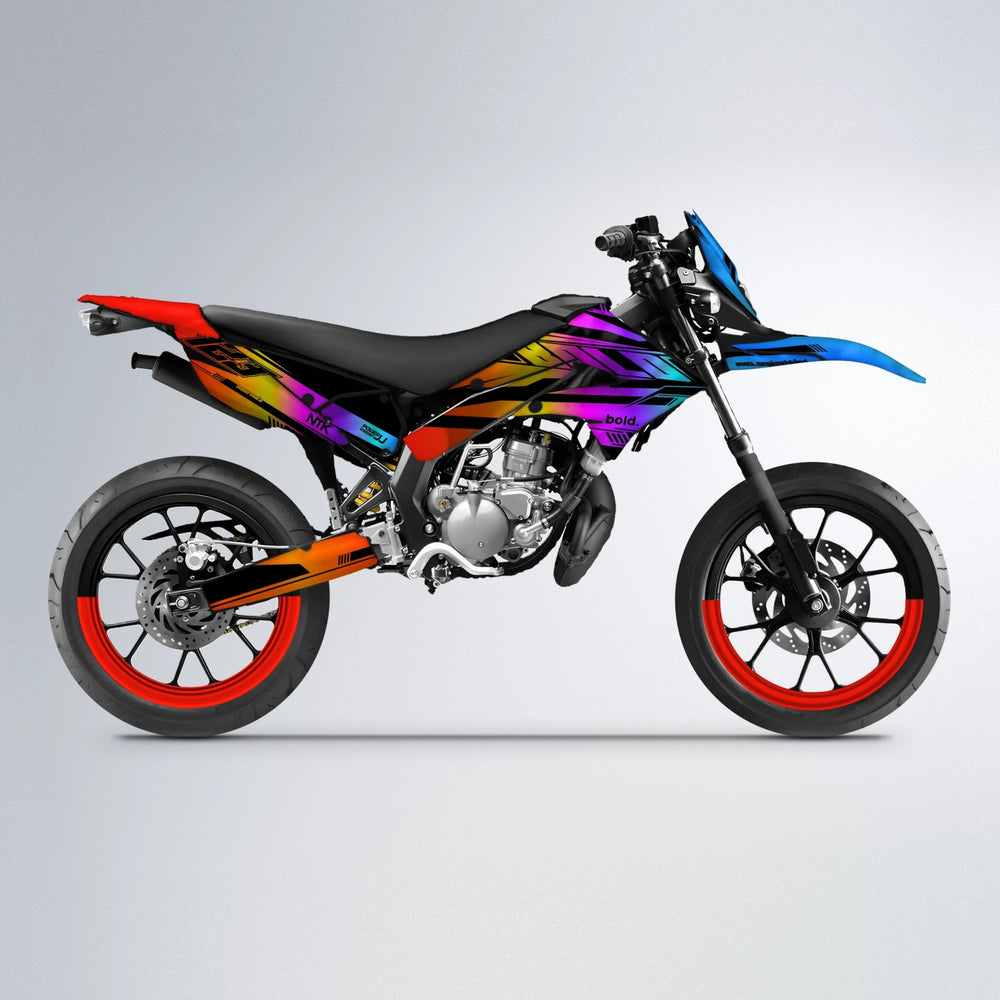 NTK V3 Derbi Senda supermoto graphics kit in Sunset Fade