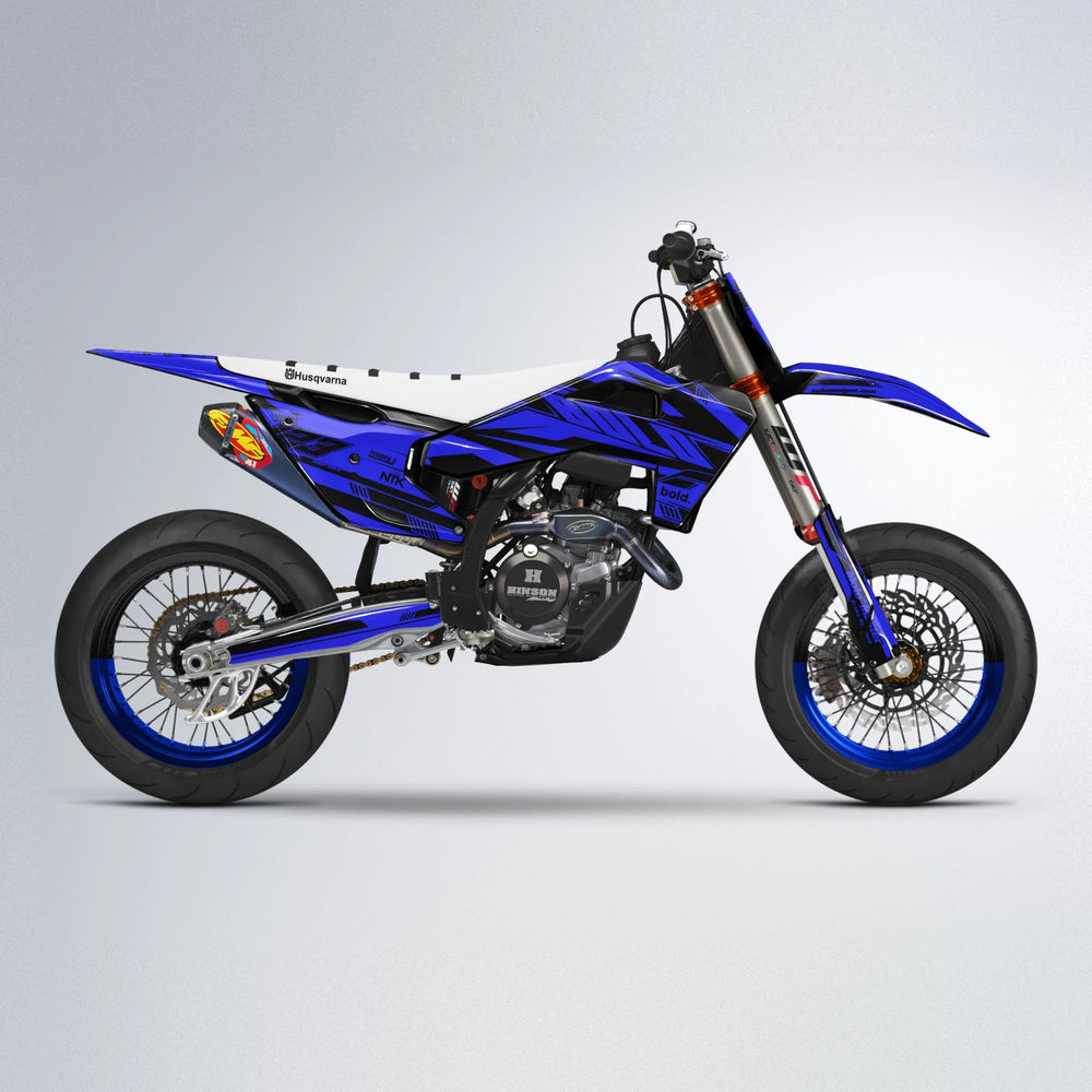 NTK V3 Husqvarna FE/TE supermoto graphics kit in Blue