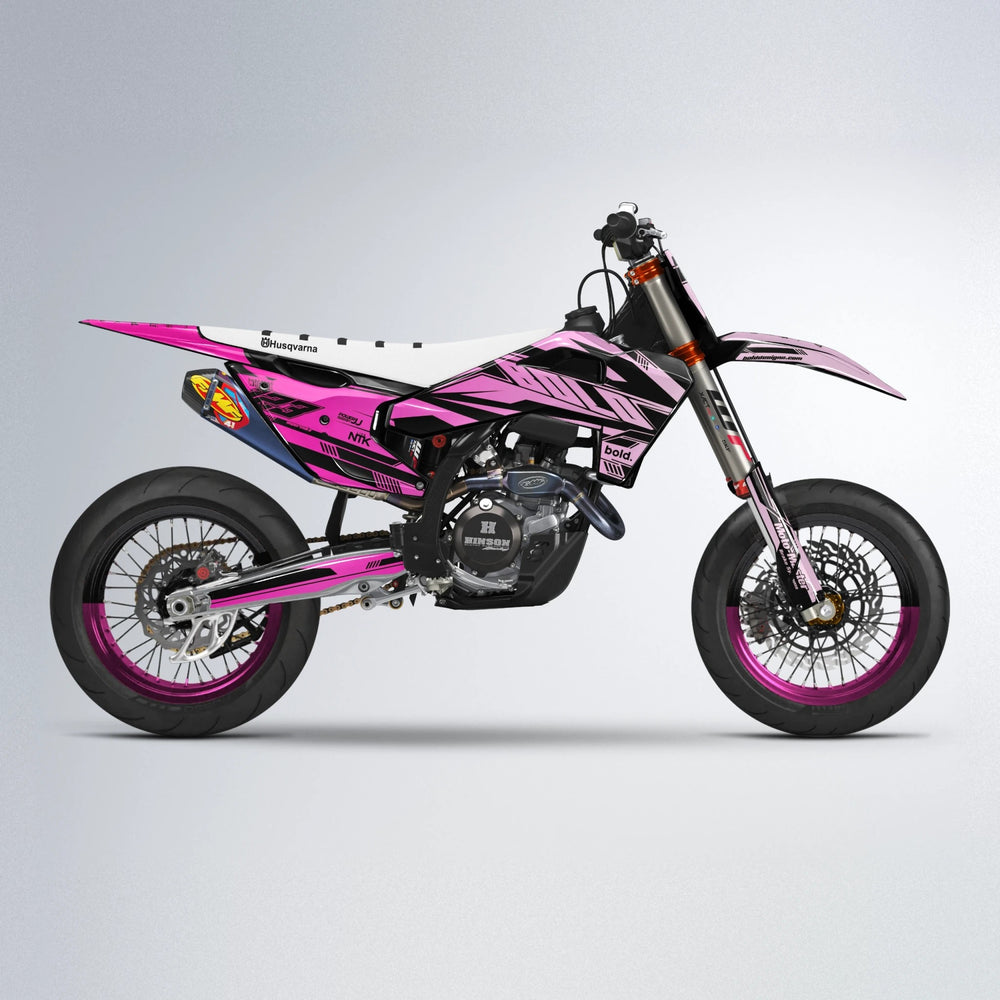 NTK V3 Husqvarna FE/TE supermoto graphics kit in Flamingo