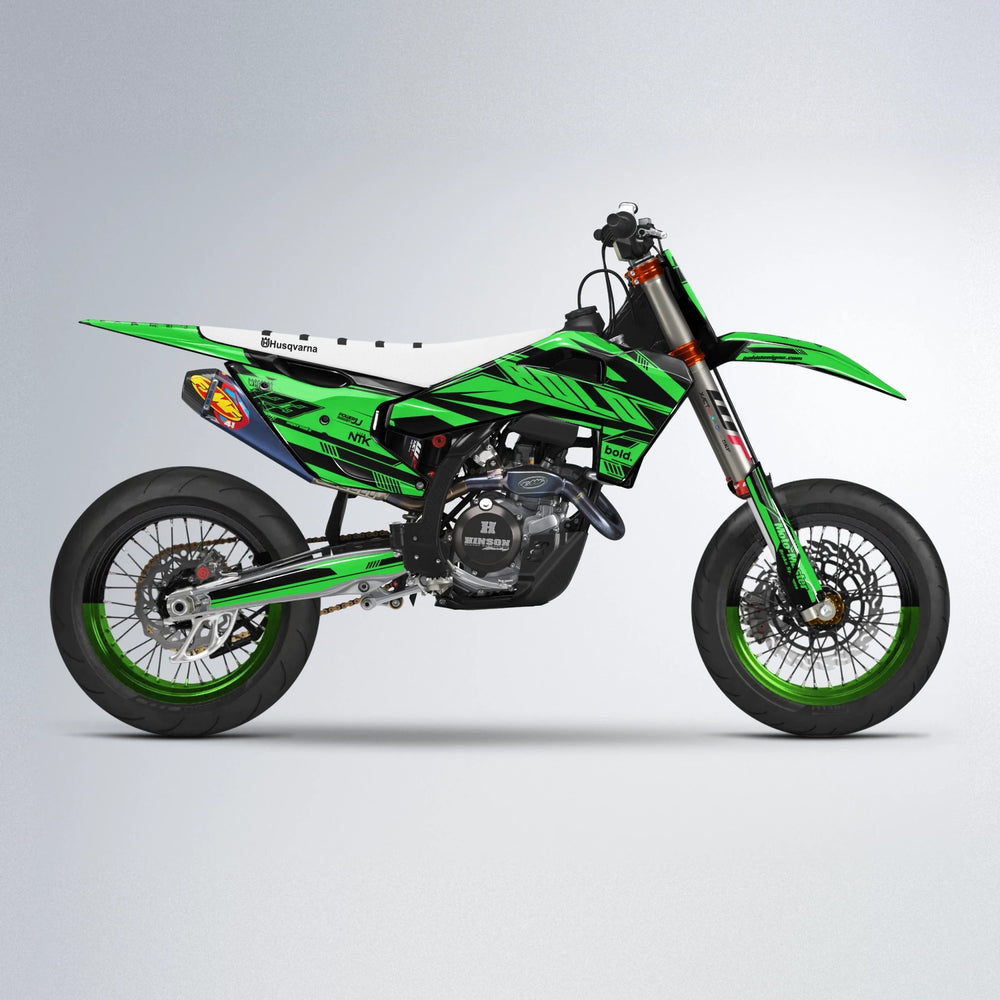 NTK V3 Husqvarna FE/TE supermoto graphics kit in Green