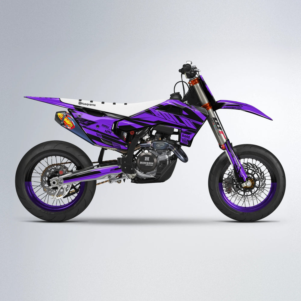 NTK V3 Husqvarna FE/TE supermoto graphics kit in Purple