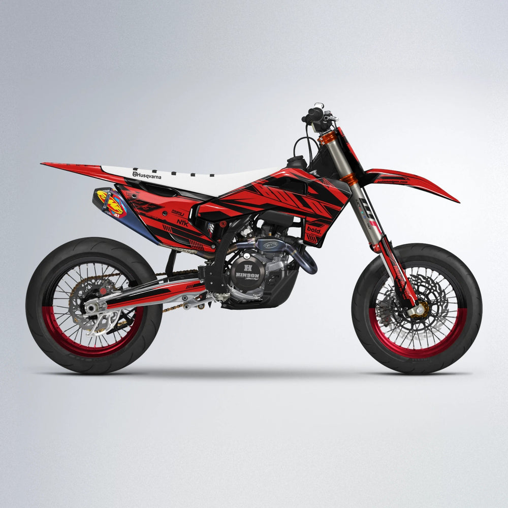 NTK V3 Husqvarna FE/TE supermoto graphics kit in Red