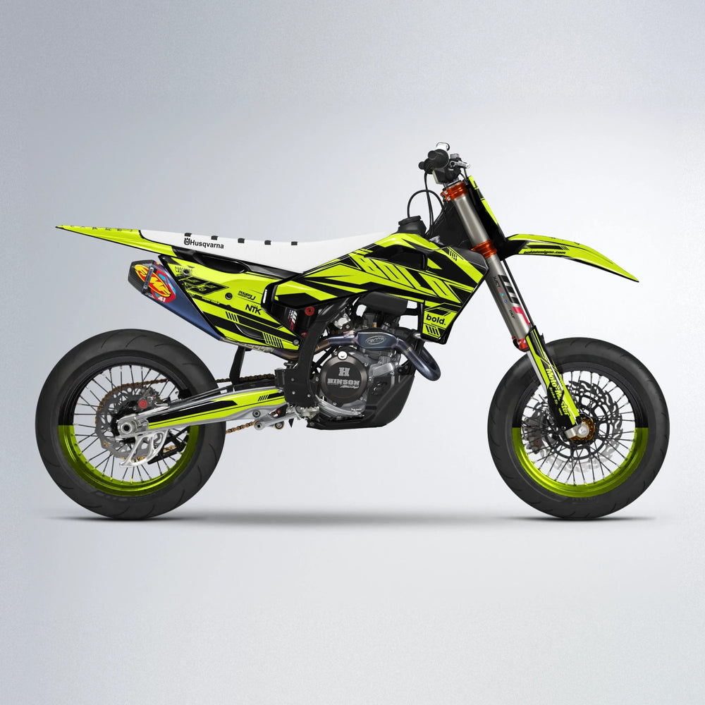 NTK V3 Husqvarna FE/TE supermoto graphics kit in Yellow