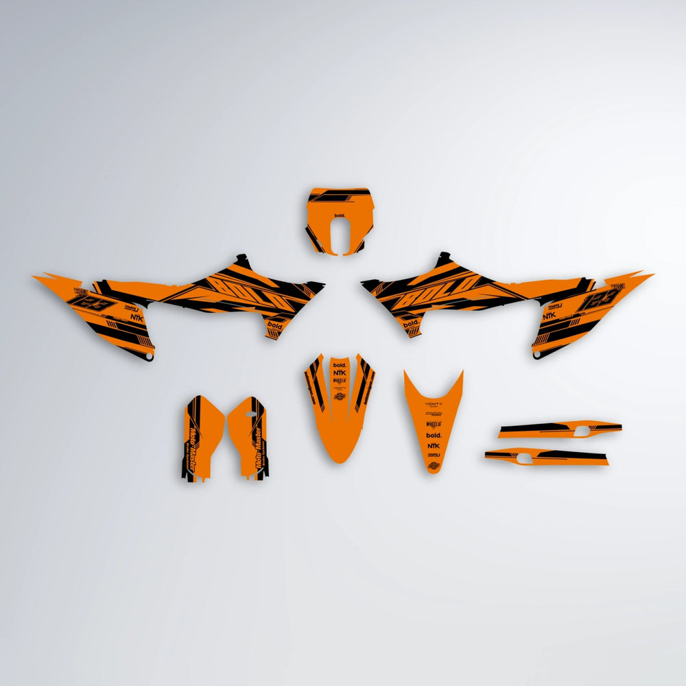 NTK V3 Stark Varg SM graphics kit parts layout in Orange