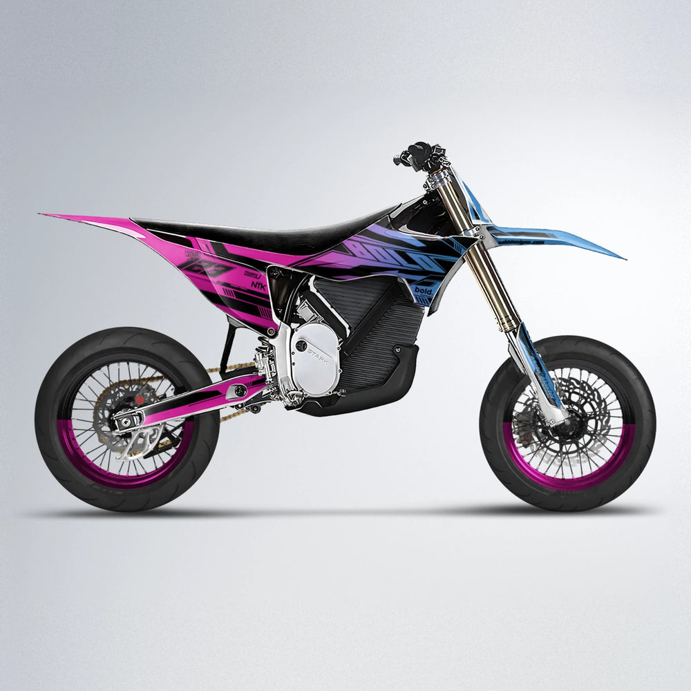 NTK V3 Stark Varg SM supermoto graphics kit in Pink & Light Blue