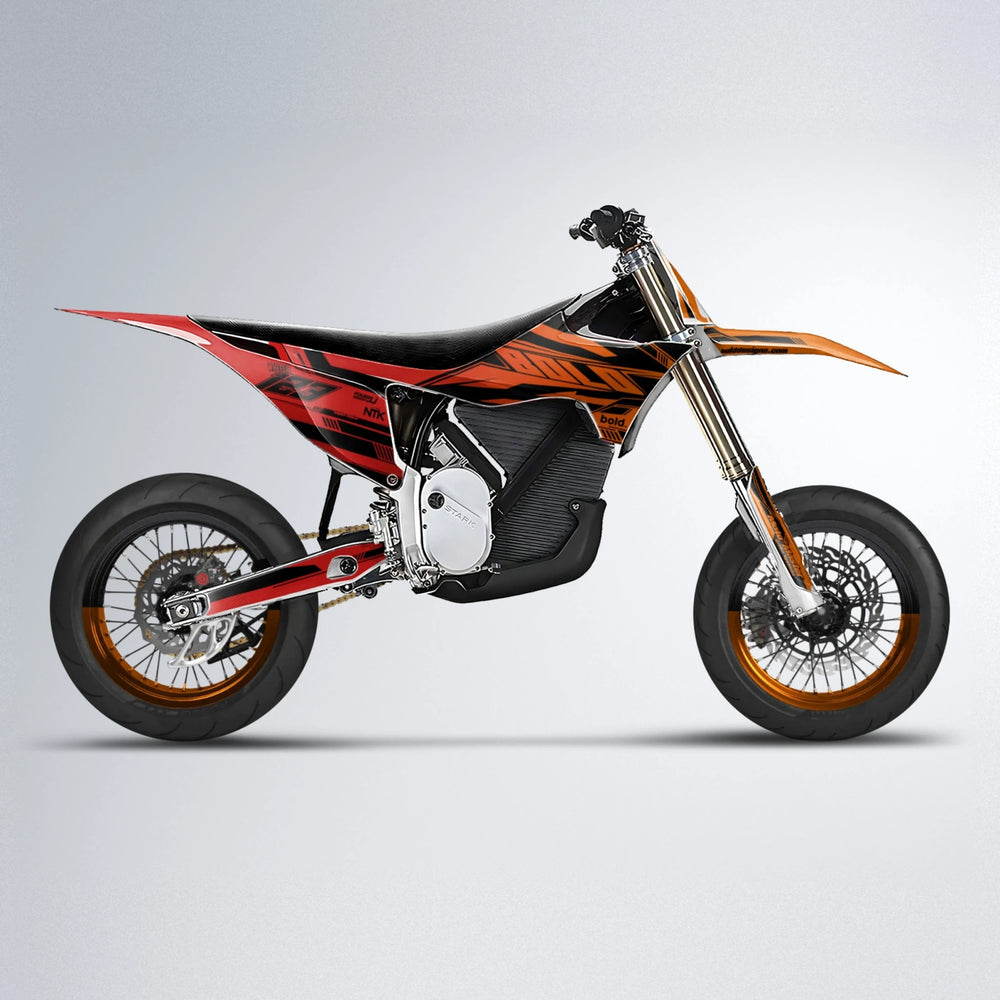 NTK V3 Stark Varg SM supermoto graphics kit in Red & Orange