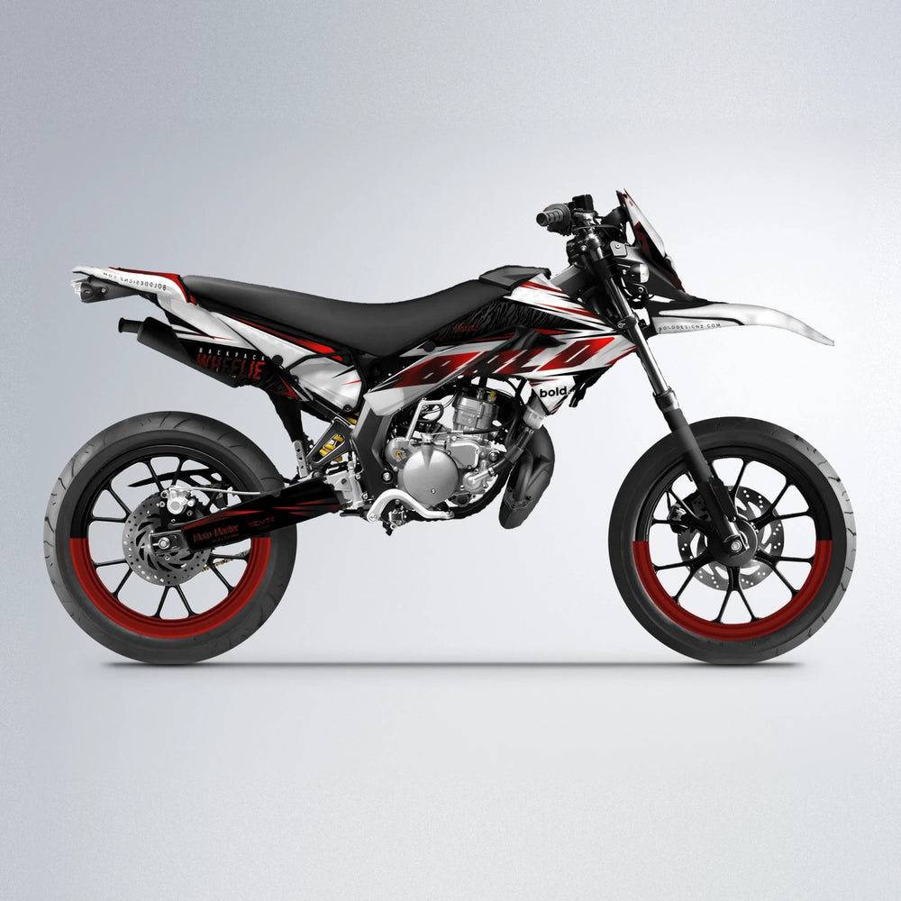 NTK V4 Derbi Senda supermoto graphics kit in Black & Red