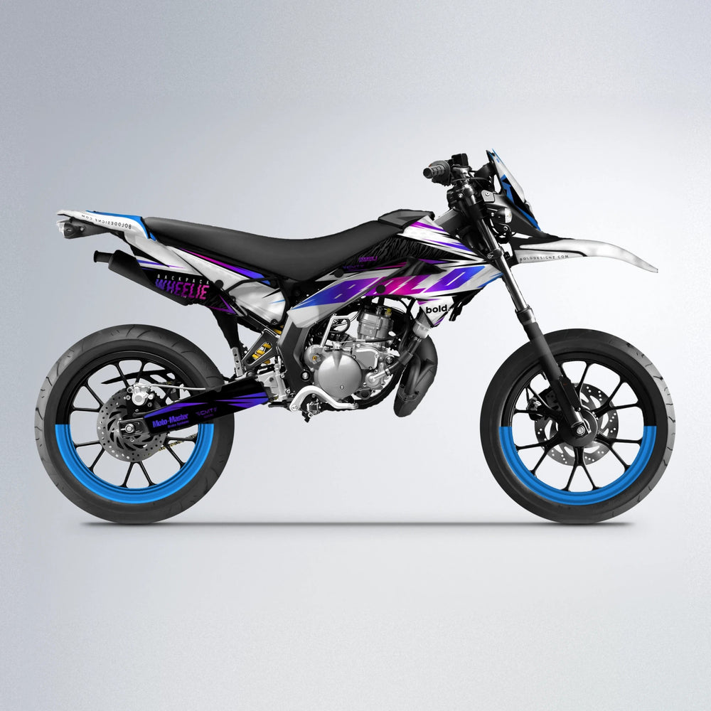 NTK V4 Derbi Senda supermoto graphics kit in Blue Purple Fade