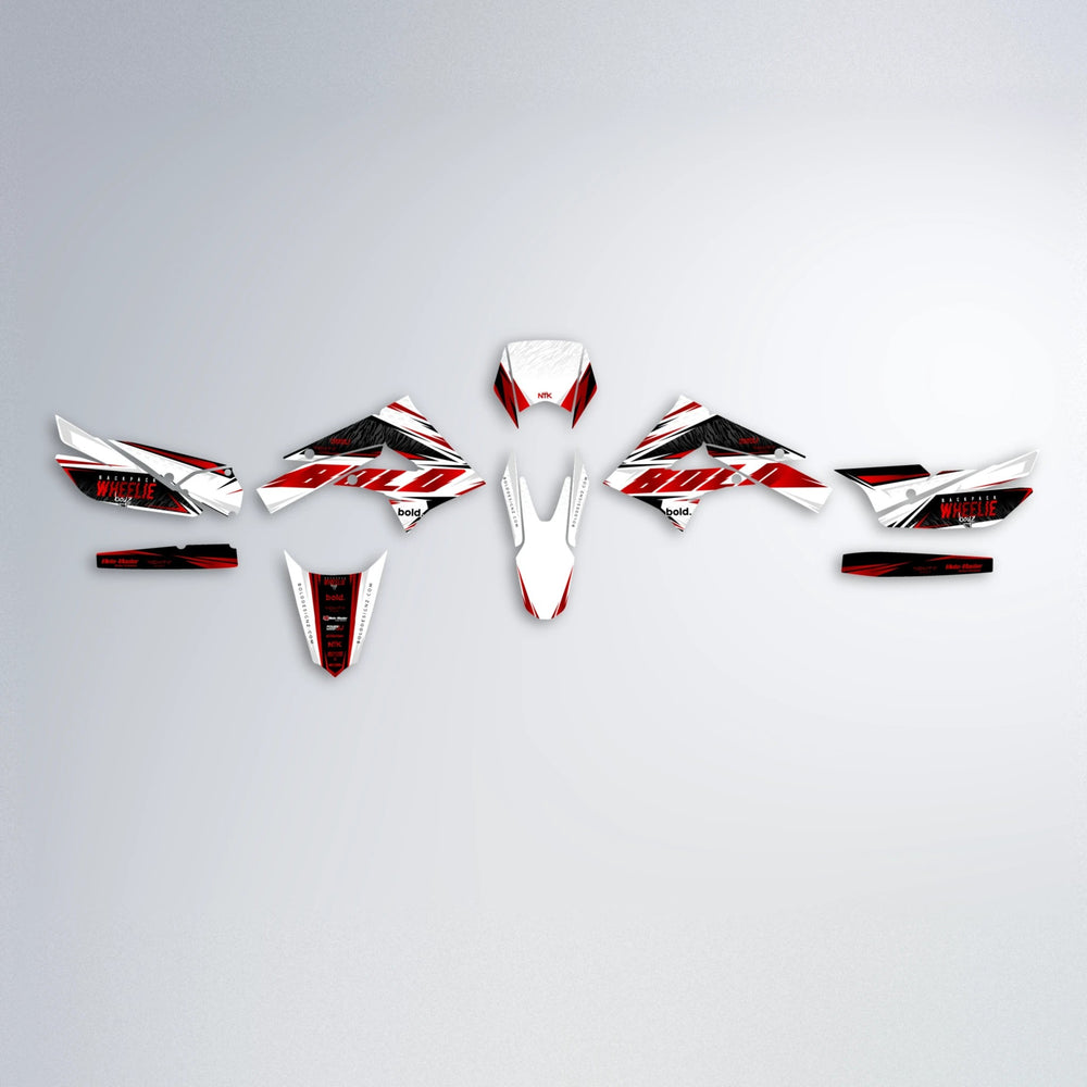 NTK V4 Derbi Senda graphics kit parts layout in Custom Colour