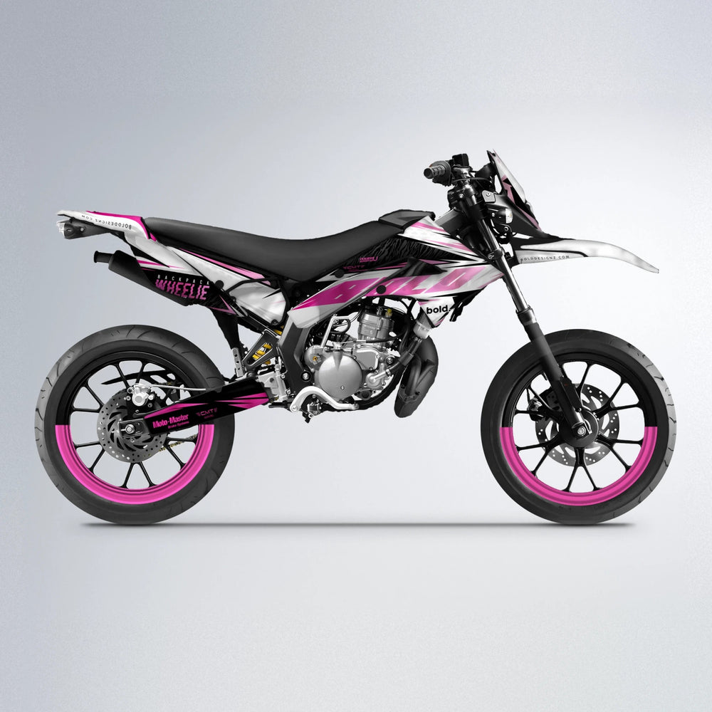NTK V4 Derbi Senda supermoto graphics kit in Flamingo