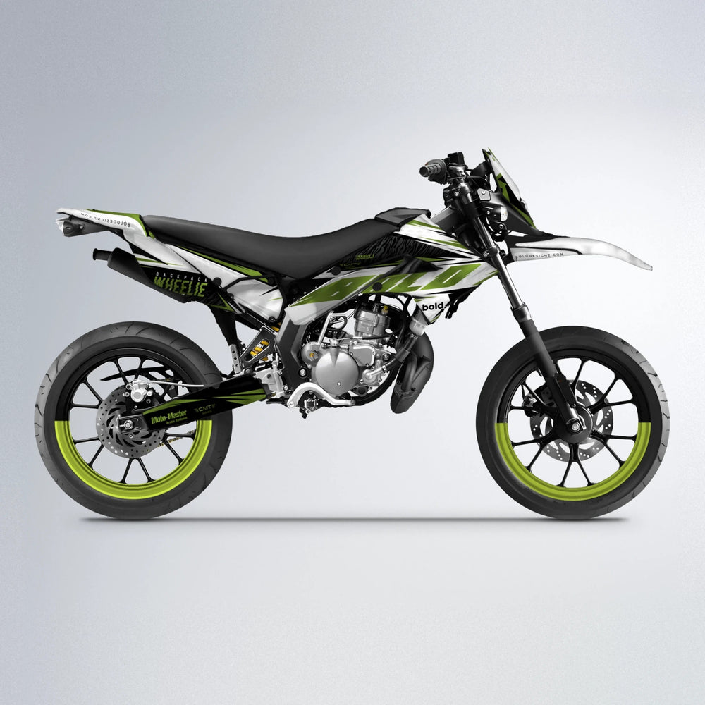 NTK V4 Derbi Senda supermoto graphics kit in Olive