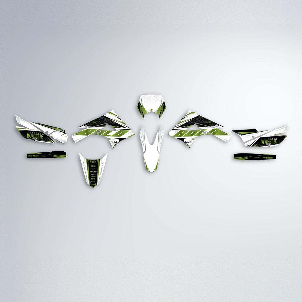 NTK V4 Derbi Senda graphics kit parts layout in Olive