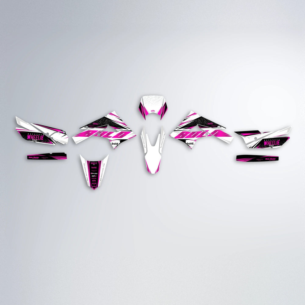 NTK V4 Derbi Senda graphics kit parts layout in Pink