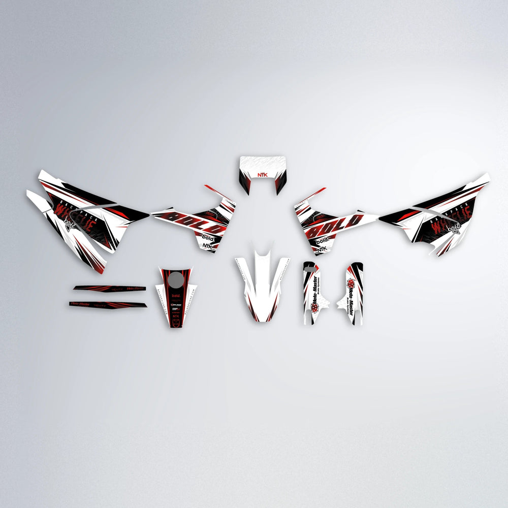 NTK V4 Husqvarna 701 graphics kit parts layout in Black & Red