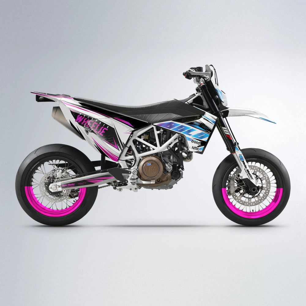 NTK V4 Husqvarna 701 supermoto graphics kit in Pink & Light Blue